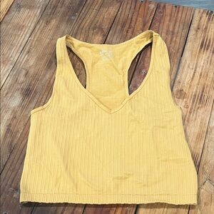 Rustic Orange Ribbed V-Neck Tank Top